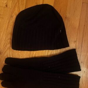 Calvin Klein Black Knit Beanie and Gloves Set